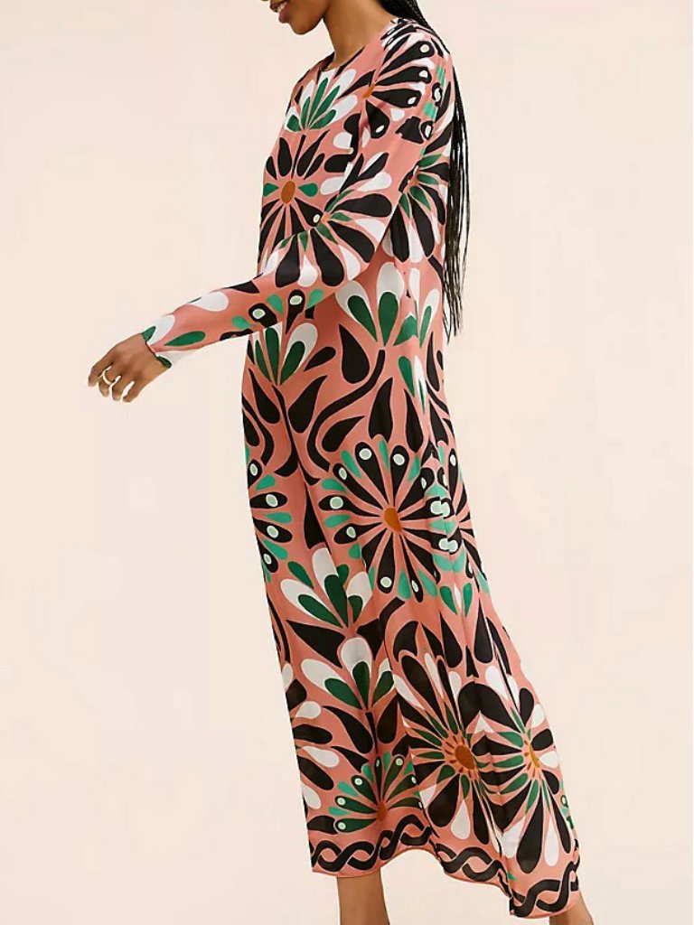 New Farm Rio Ainika Flowers Maxi Dress Clay Pink Xs $280